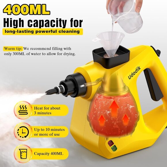 Handheld High Temp Steam Cleaner Portable for Home Grease Grime 10pc Kit - Picture 6 of 9